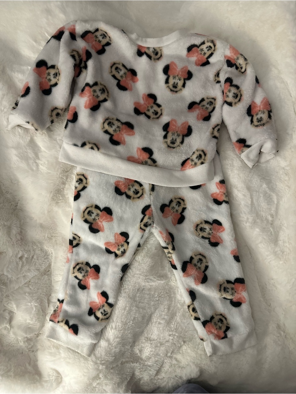 Disney Baby White and Pink Minnie Mouse Fleece Matching Set